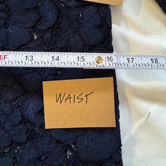 Wayf Emma Puff Sleeve Lace Top Size XS Long Sleeved Blouse Navy Blue - Picture 9 of 11